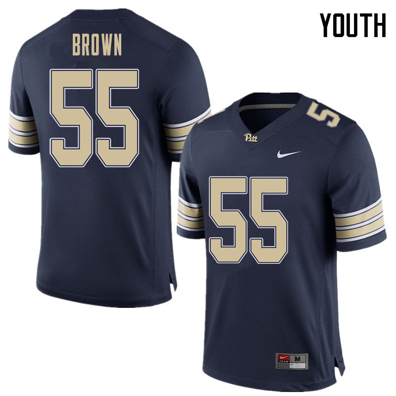 Youth #55 Chase Brown Pittsburgh Panthers College Football Jerseys Sale-Home Blue